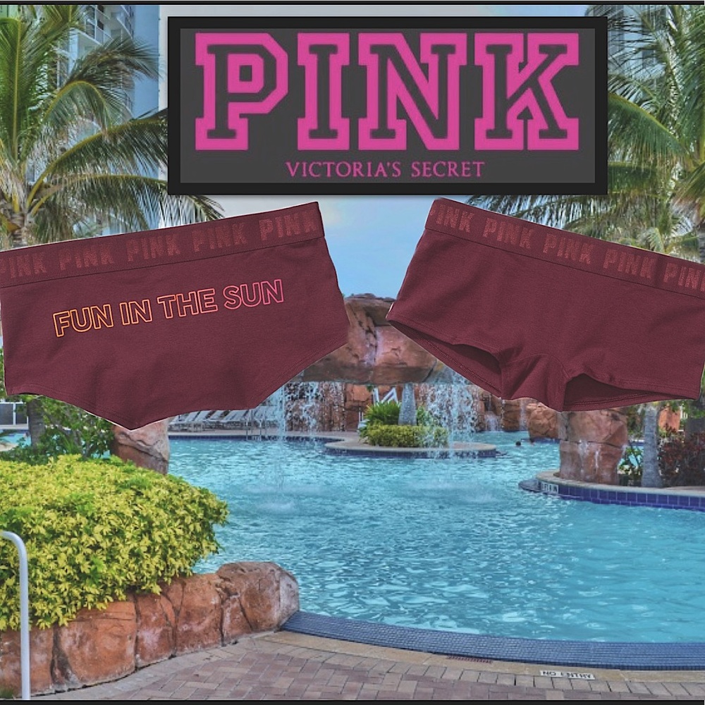 VS Pink “Fun In The Sun” Logo Boyshort NWT - Picture 1 of 10